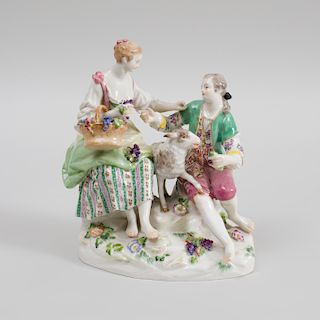 Meissen Porcelain Figure Group of a Shepherd and Shepherdess