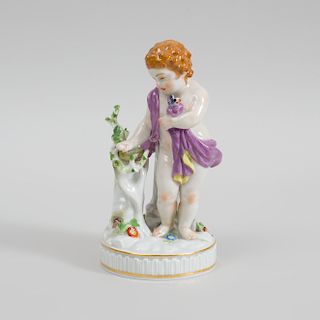 Meissen Porcelain Figure of Putti with a Bird Nest