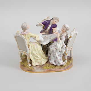 Meissen Porcelain Figure Group Three Card Players