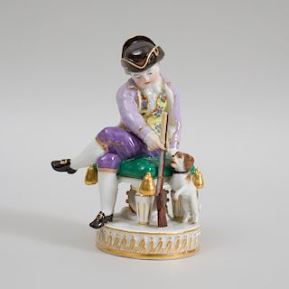 Meissen Porcelain Figure of a Hunter with a Hound