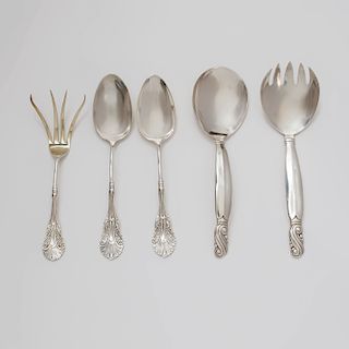Group of Five  American Silver Serving Pieces