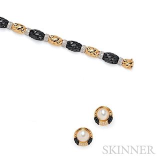 18kt Gold, Onyx, and Diamond Bracelet, retailed by Black, Starr & Frost