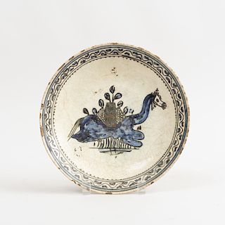 Persian Glazed Pottery Dish Decorated with a Camel