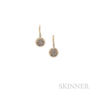 14kt Gold and Colored Diamond Earpendants