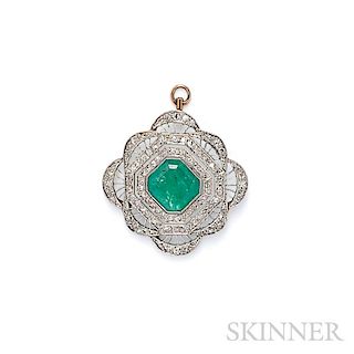Edwardian Emerald and Diamond Pendant