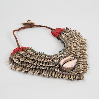 Tribal Animal Teeth, Cowrie Shell and Beaded Currency Necklace, possibly Papua New Guinea
