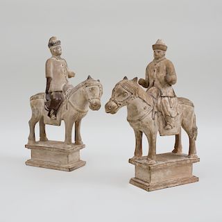 Pair of Han Style Pottery Equestrian Figures