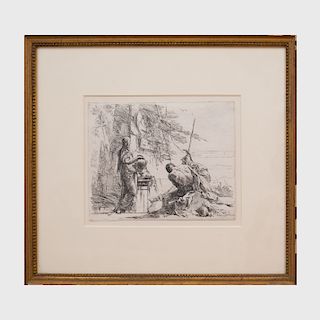 Giovanni Battista Tiepolo (1696-1770): Capricci: Standing Woman and Seated Man