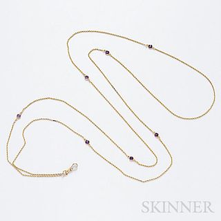 14kt Gold and Amethyst Watch Chain, Kohn