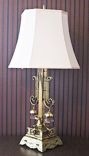 A Victorian Style Brass Lampbase, Height with finial 37 1/2 inches.