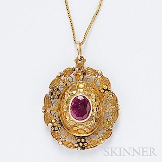 Antique Gold and Ruby Pendant