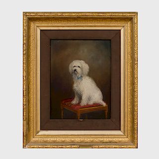 English School: White Terrier with Blue Bow