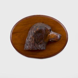 Continental Carved Walnut Profile Head of a Setter