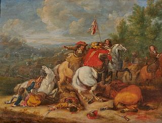 Attributed to ADAM FRANS VAN DER MEULEN, (Belgian, 1632-1690), Equestrian Battle