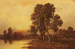LEON RICHET, (French, 1847-1907), Sunset Gold