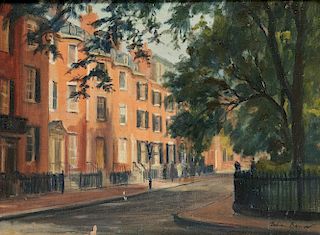JULIAN BARROW, (English, 1939-2013), Louisburg Square, Beacon Hill, Boston
