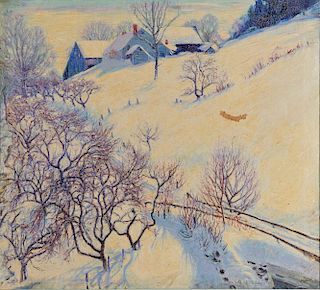 ROBERT STRONG WOODWARD, (American, 1885-1957), Snowy Landscape