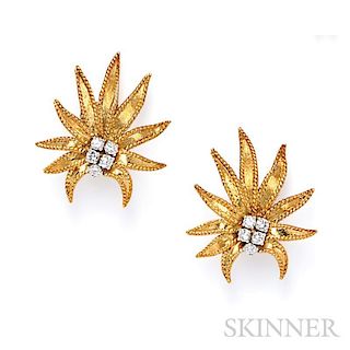 18kt Gold and Diamond Earclips, Cartier