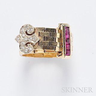 Retro 14kt Gold Buckle Ring
