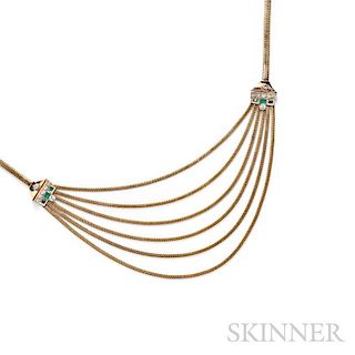 14kt Gold, Emerald, and Diamond Necklace, Forstner