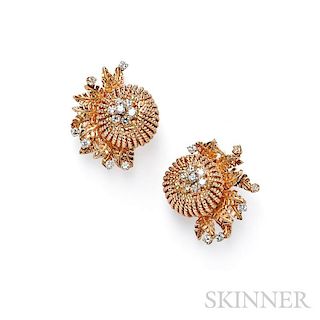 14kt Rose Gold and Diamond Earclips