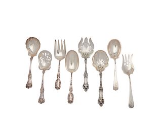 Four Pair of American Silver Salad Servers