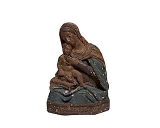 Terracotta Polychromed Madonna and Child