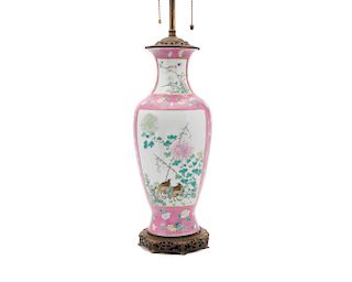 Chinese Famille Rose Vase, mounted as a lamp