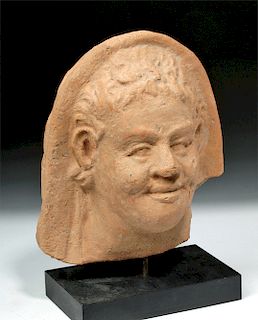 Expressive Greek Terracotta Protome of a Youth
