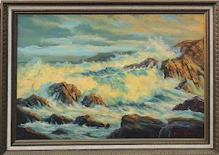 John T. Vignari 'Big Sur' Oil Painting On Canvas