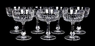 A Set of Seven Gorham Cut Glass Sorbets, Height 5 1/4 inches.