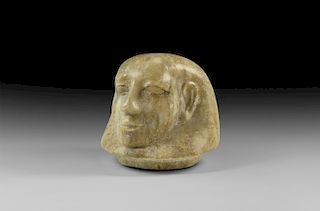 Egyptian Canopic Jar Lid with Head of Imsety