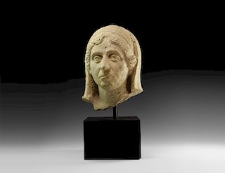 Roman Limestone Head of a Lady
