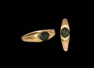 Roman Gold Ring with Mercury Intaglio