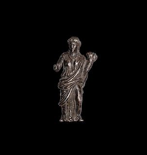 Roman Silver Statuette of Fortuna