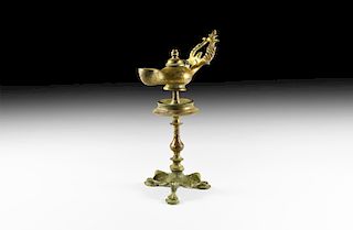 Byzantine Oil Lamp with Tripod Stand