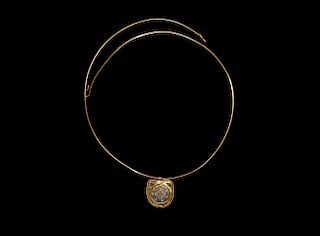 Byzantine Pendant with Gold Necklace