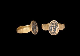 Byzantine Gold Ring with Saints