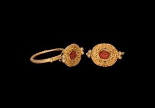 Byzantine Gold Ring with Cage Bezel