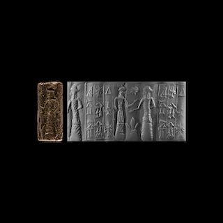 Kassite Cylinder Seal with Worshipping Scene