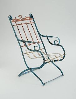 MINIATURE FRENCH PAINTED METAL GARDEN CHAIR
