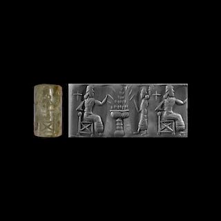 Cylinder Seal with Offering and Worshipping Scene