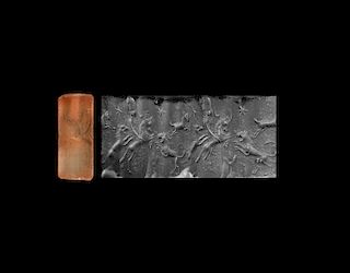 Sassanian Cylinder Seal with Lion and Ibex