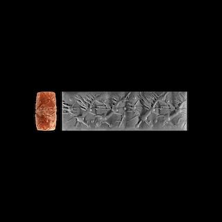 Neo-Assyrian Cylinder Seal with Winged Horses