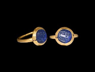 Kushan Gold Ring with Inscribed Intaglio