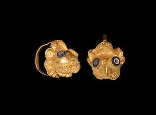 Gold Earring with Lion's Head