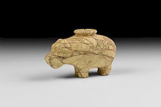 Western Asiatic Carved Stone Hippo Kohl Pot