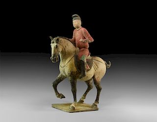 Chinese Tang Horse and Rider Figurine