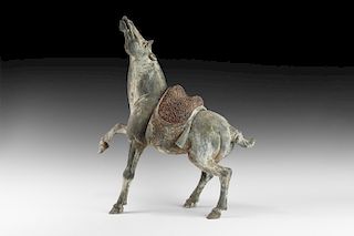 Chinese Tang Horse Figurine with Head Raised