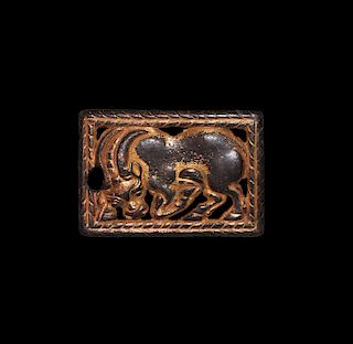 Chinese Ordos Gilt Belt Plate with Animal